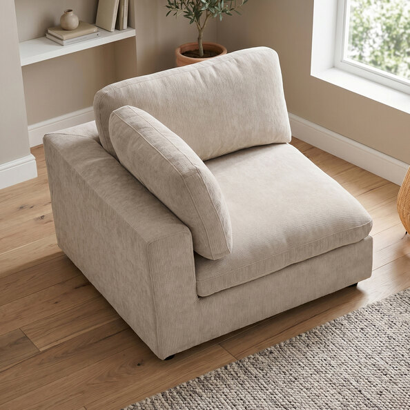 Galnor Fabric Corner Section Chair in Biscuit