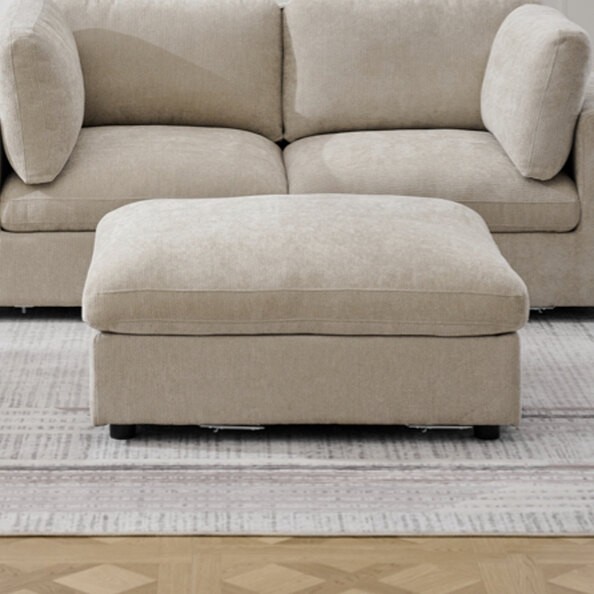 Galnor Fabric Footstool in Biscuit