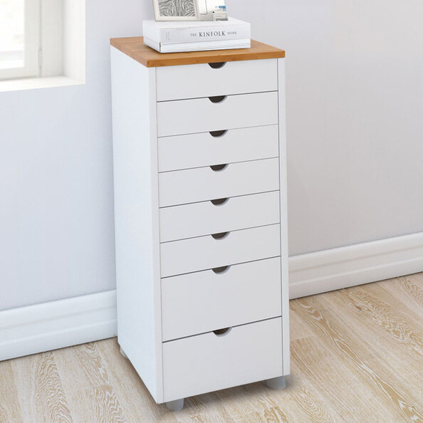 Galvani Wooden Home and Office Cabinet in White and Natural