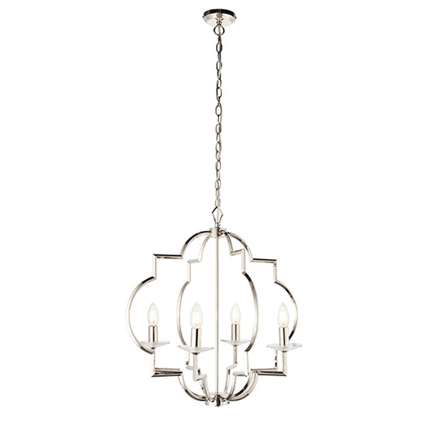 Garland 4 Lights Glass Ceiling Pendant Light In Polished Nickel