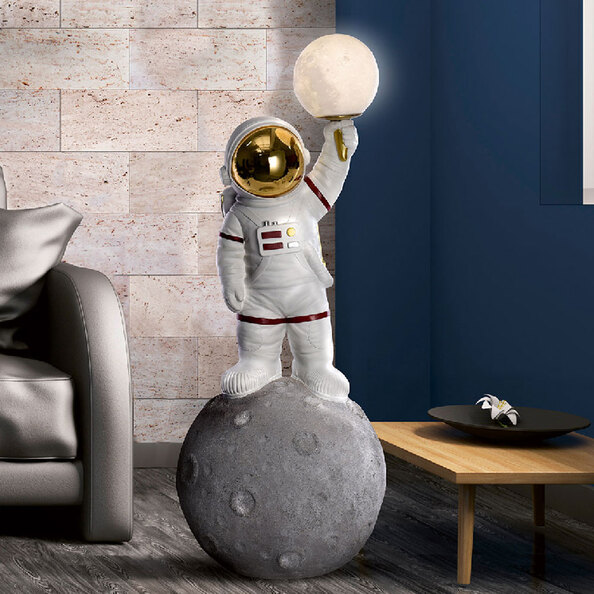 Garlion Synthetic Resin Astronaut Table Lamp in Grey and White with LED
