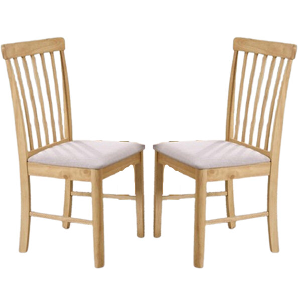 Garnet Oak Wooden Dining Chairs With Fabric Seat In Pair