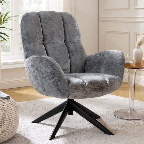 Garsen Fabric Accent Chair in Grey