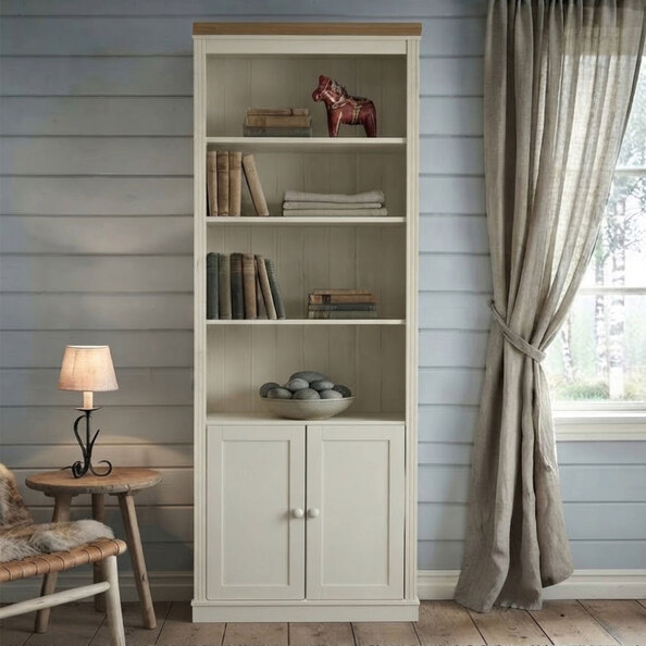 Gavrel Wooden Display Unit with 2 Doors in White and Honey