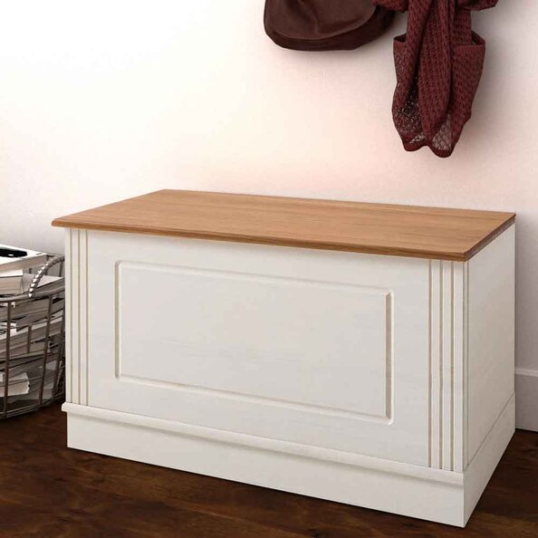 Gavrel Wooden Hallway Storage Bench in White and Honey