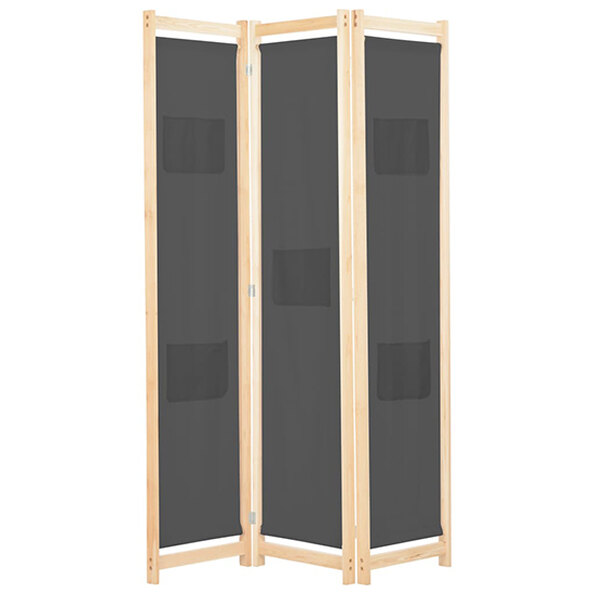 Gavyn Fabric 3 Panels 120cm x 170cm Room Divider In Grey