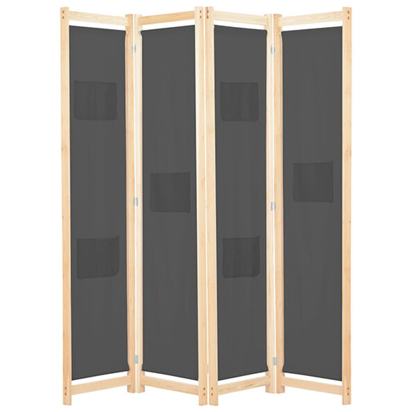 Gavyn Fabric 4 Panels 160cm x 170cm Room Divider In Grey