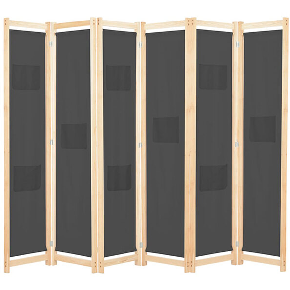 Gavyn Fabric 6 Panels 240cm x 170cm Room Divider In Grey