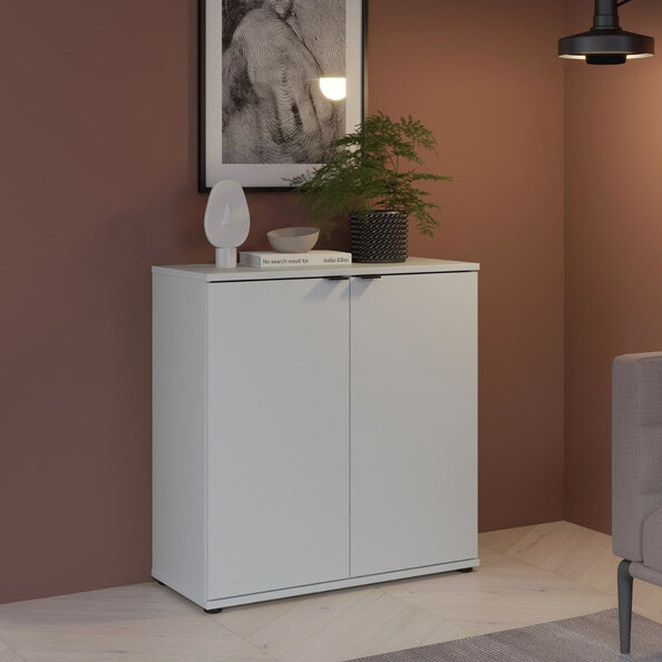 Gelion Wooden Storage Cabinet with 2 Doors in Light Grey