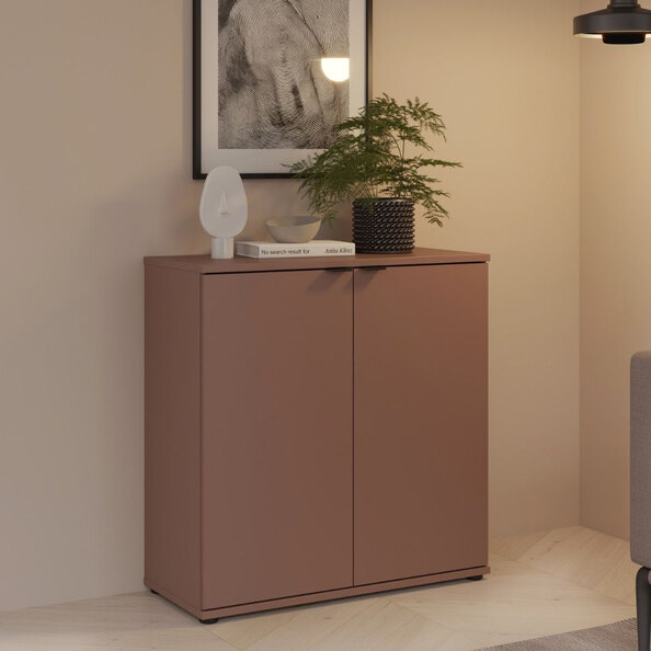 Gelion Wooden Storage Cabinet with 2 Doors in Terracotta