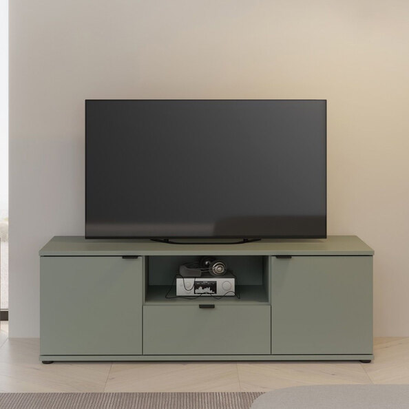 Gelion Wooden TV Stand with 2 Doors 1 Drawer in Sage Green