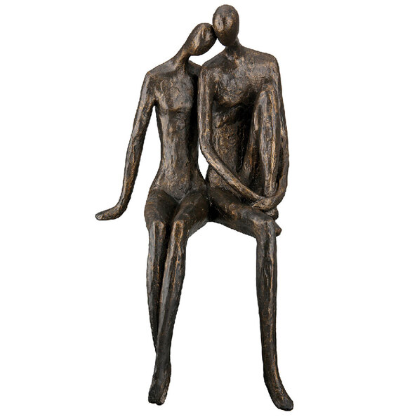Genevia Synthetic Resin Couple Sitting Sculpture in Antique