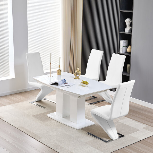 Genisimo Small Gloss Extending Dining Table 4 Demi Z White Chairs