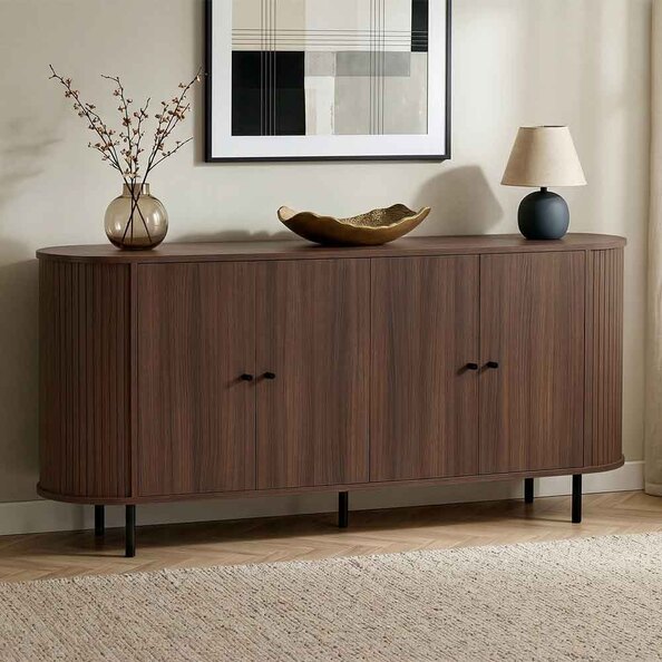 Gentle Wooden Sideboard with 4 Doors in Milano Walnut