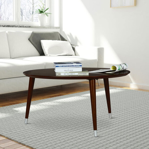 Genvio Round Wooden Coffee Table in Espresso Brown