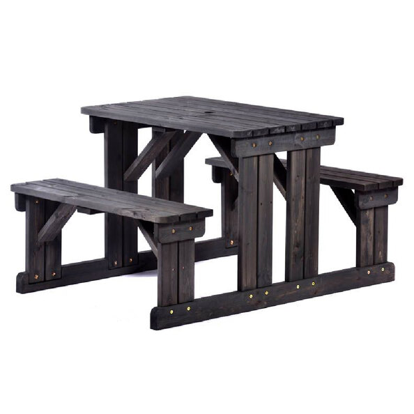 Gerik Wooden Garden Small Picnic Table In Dark Grey