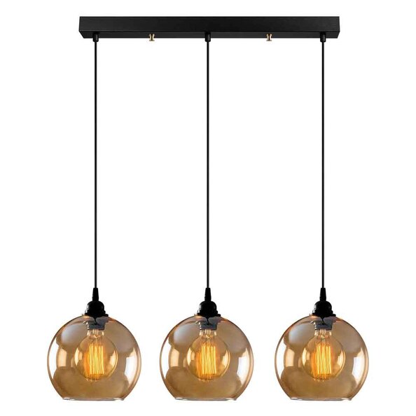 Gilded 3 Light Metal Ceiling Pendant Light in Gold and Black