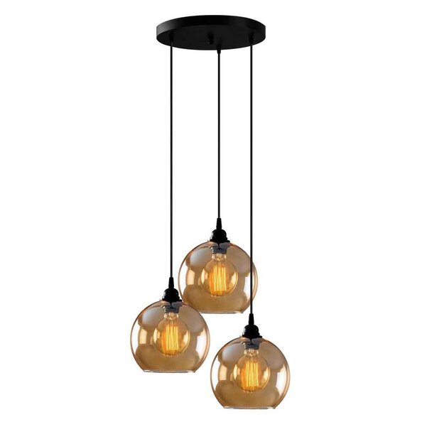 Gilded 3 Light Metal Cluster Ceiling Pendant Light in Gold and Black