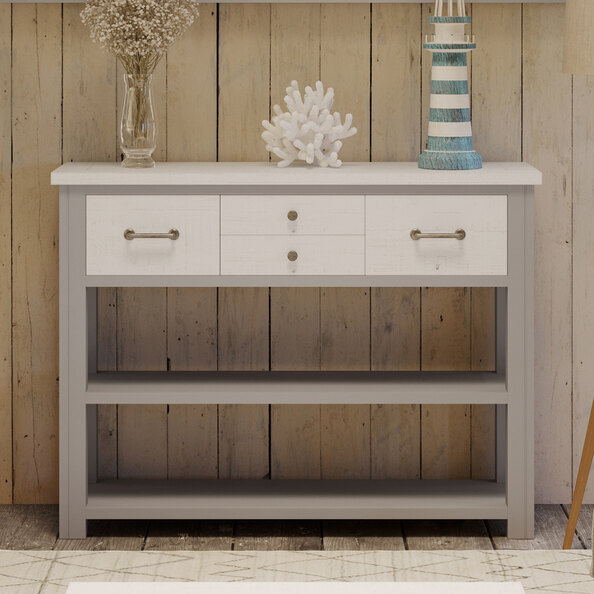 Gilford Wooden Console Table With 4 Drawers In Greystone