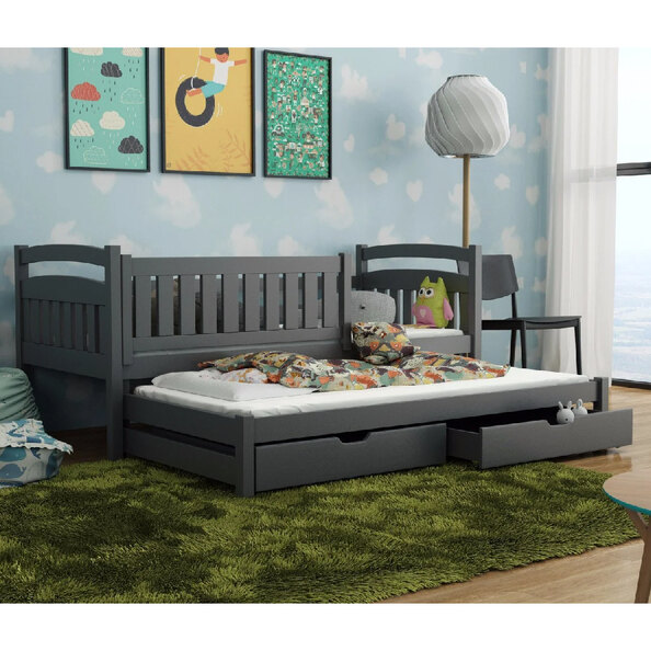 Gilroy Wooden Day Bed Without Mattress And Trundle In Graphite