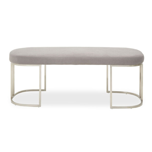 Glidden Fabric Hallway Bench With Curved Legs In Grey
