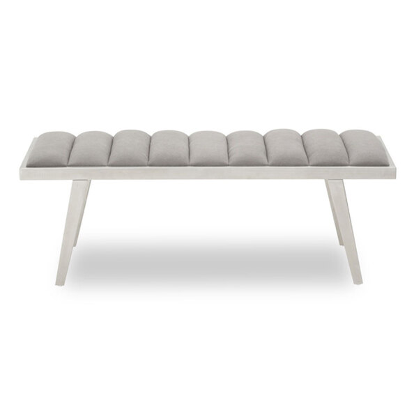 Glidden Velvet Hallway Bench With Splayed Legs In Grey