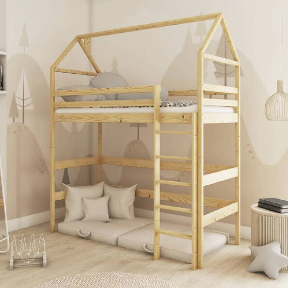 Goleta Wooden Bunk Bed With Bonnell Mattress And Ladder In Pine