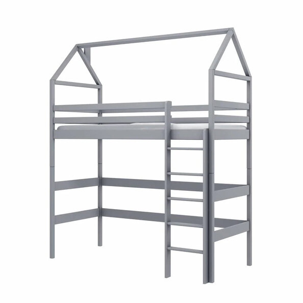 Goleta Wooden Bunk Bed With Foam Mattress And Ladder In Grey