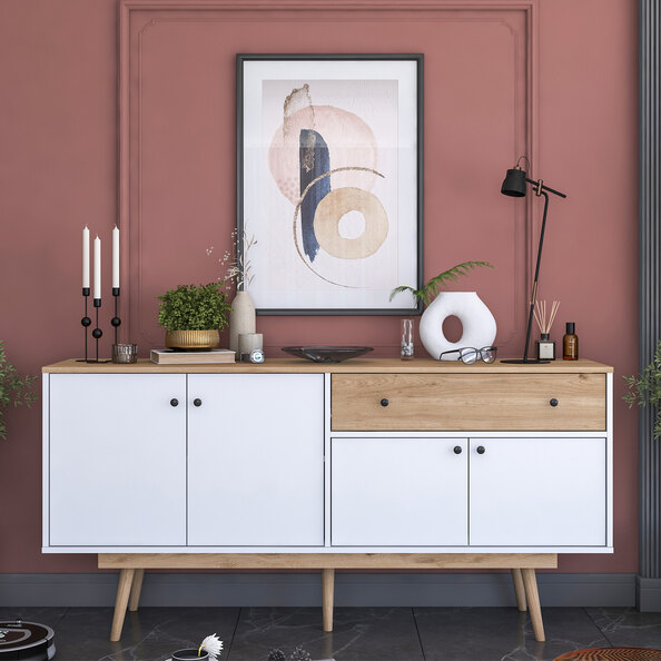 Good Wooden Console Table in Walnut and White