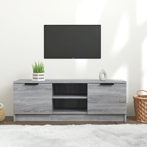 Greco Wooden TV Stand With 2 Doors In Grey Sonoma Oak