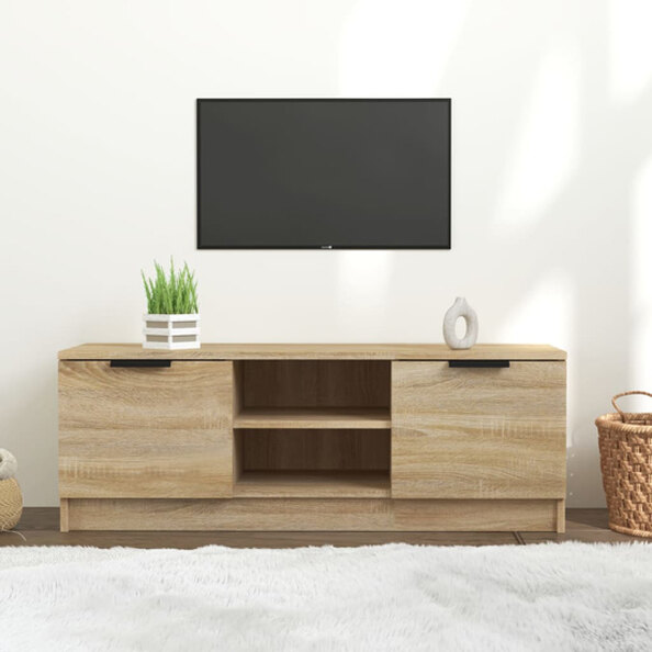 Greco Wooden TV Stand With 2 Doors In Sonoma Oak