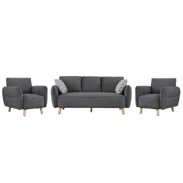 Gunnison Fabric 3+1+1 Seater Sofa Set In Dark Grey