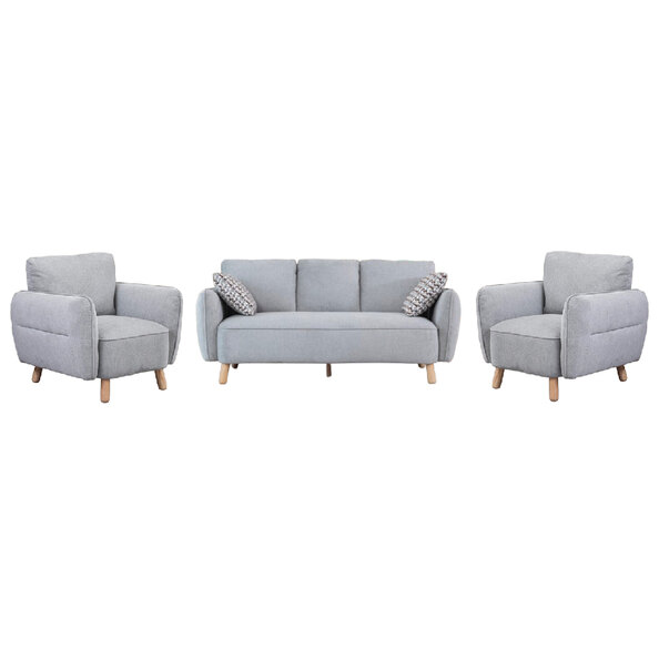 Gunnison Fabric 3+1+1 Seater Sofa Set In Light Grey