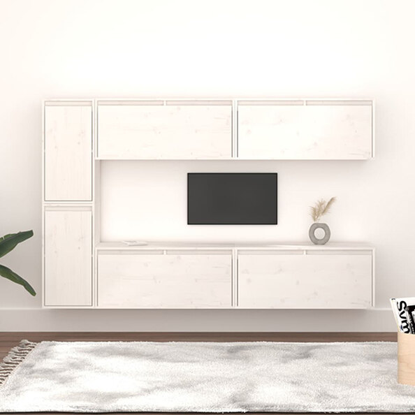 Hadria Solid Pinewood Entertainment Unit In White