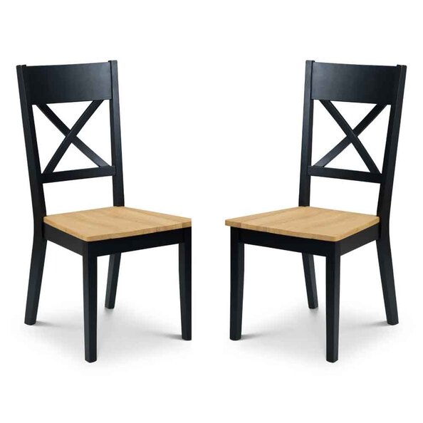 Haile Black and Oak Wooden Dining Chairs in Pair