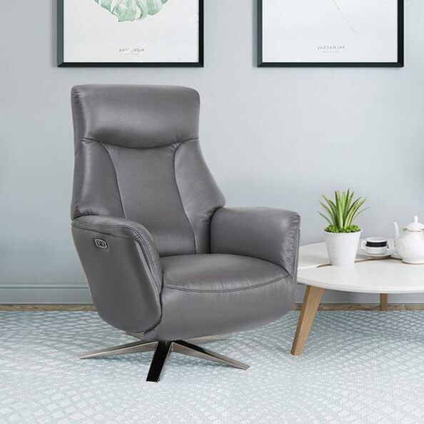 Halmora Leather Recliner Chair in Iron