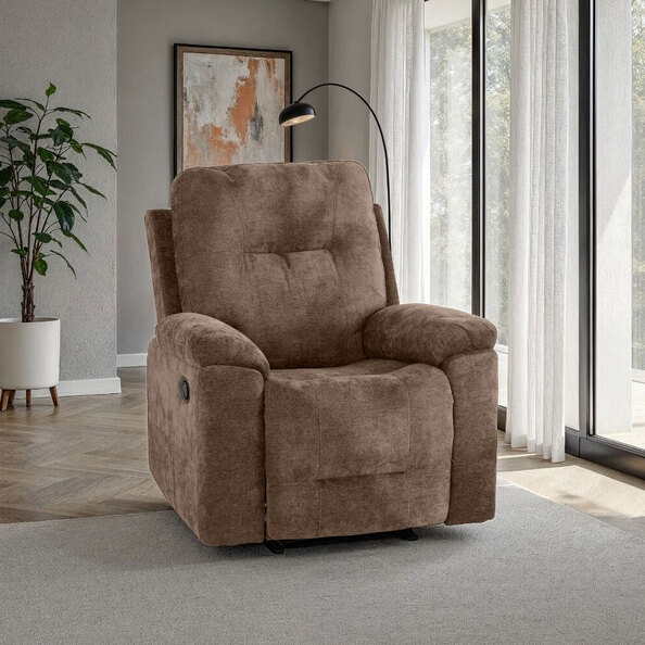 Halmstad Fabric Recliner 1 Seater Sofa in Antelope Brown