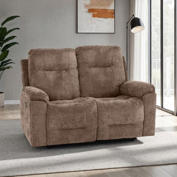 Halmstad Fabric Recliner 2 Seater Sofa in Antelope Brown