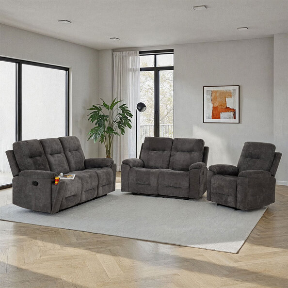 Halmstad Fabric Recliner Sofa Suite in Grey