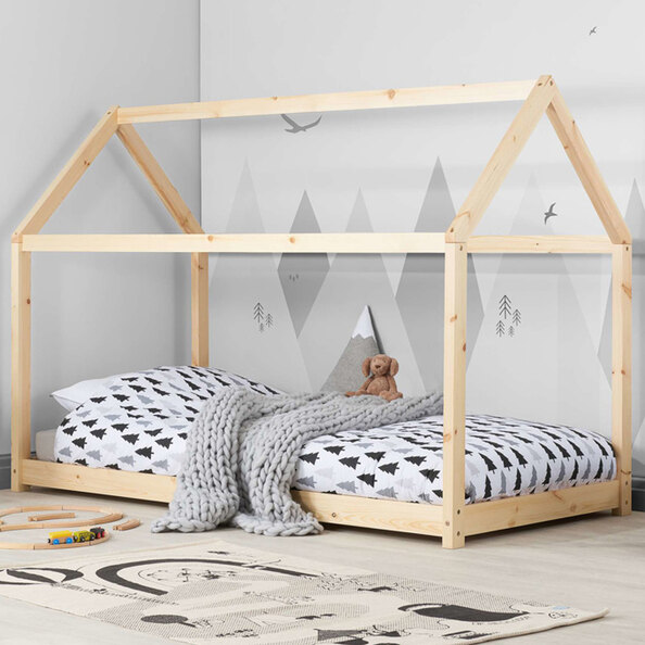 Hamel Wooden Single House Bed In Natural