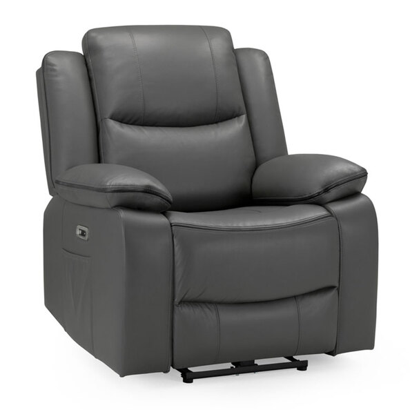 Harris Faux Leather Electric Recliner 1 Seater Sofa In Grey