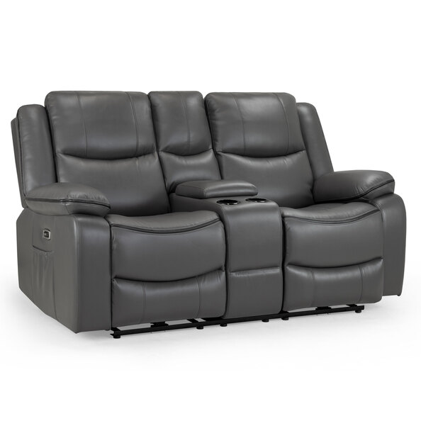 Harris Faux Leather Electric Recliner 2 Seater Sofa In Grey