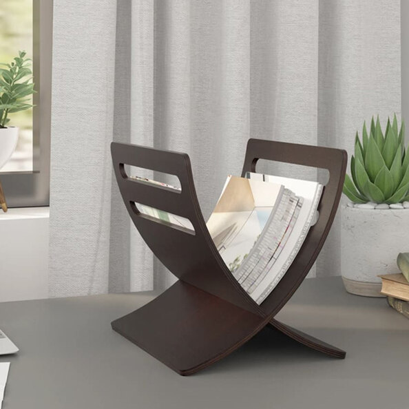 Hart Wooden Magazine Rack Floor Standing In Brown
