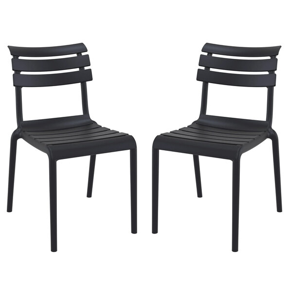 Haslet Black Polypropylene Outdoor Side Chairs In Pair