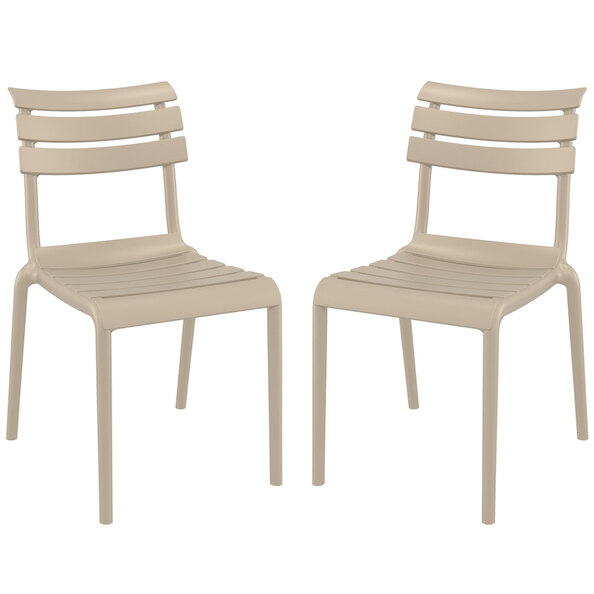 Haslet Taupe Polypropylene Outdoor Side Chairs In Pair