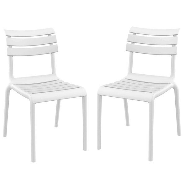 Haslet White Polypropylene Outdoor Side Chairs In Pair