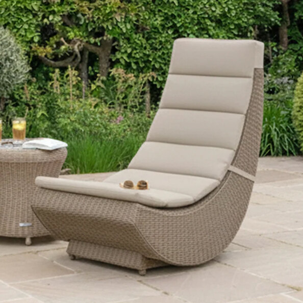 Haverhill Garden Rattan Lazy Chair with Dusk Cushions In Natural Weave