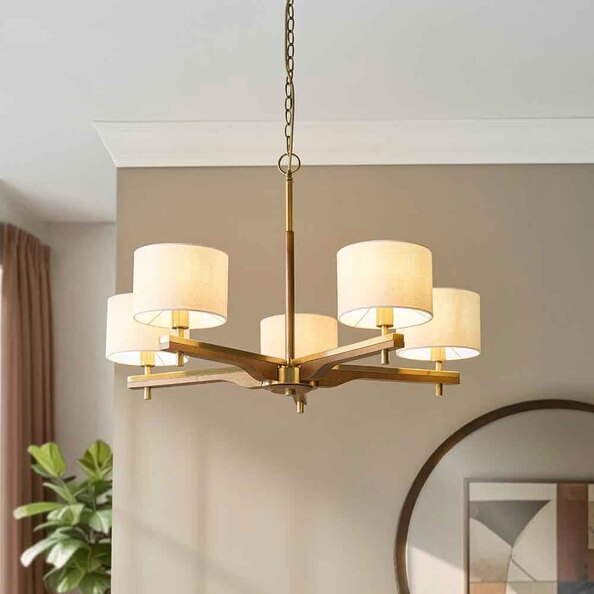 Hawthorne Metal 5 Ceiling Pendant Light in Brushed Aged Brass