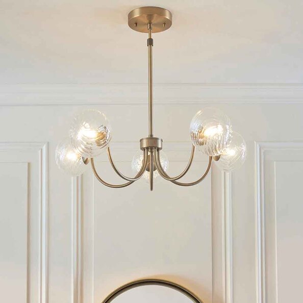 Haydon Metal 5 Ceiling Pendant Light in Warm Antique Brass