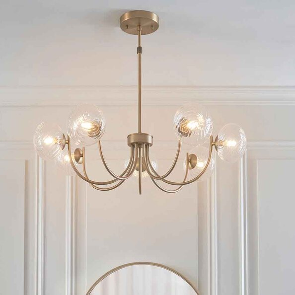 Haydon Metal 7 Ceiling Pendant Light in Warm Antique Brass